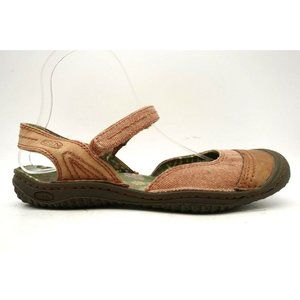 Keen Logo Red Brown Canvas Adjustable Bumper Toe Loafers Shoes Women's 8